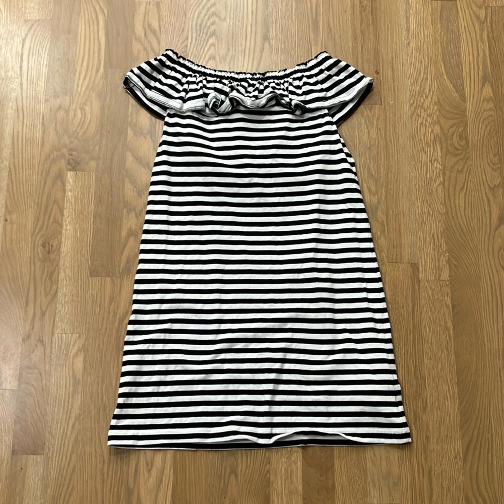 Kate Spade Women’s Striped Ruffle Broome Street Off The Shoulder Midi Dress